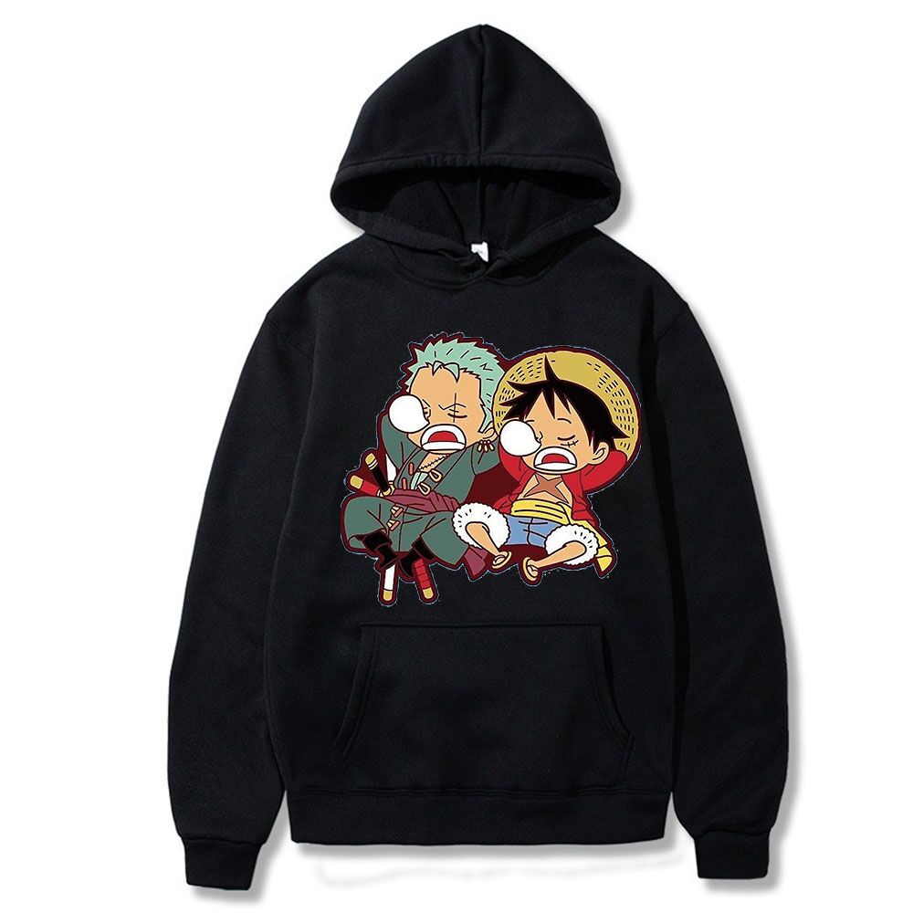 One Piece Hoodie Niedlich Zoro und Ruffy